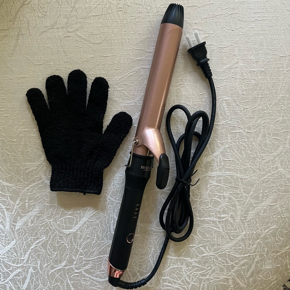 BESTOPE Hair Curling Iron 1.25” - Tourmaline Ceramic Barrel + Heat Protect Glove